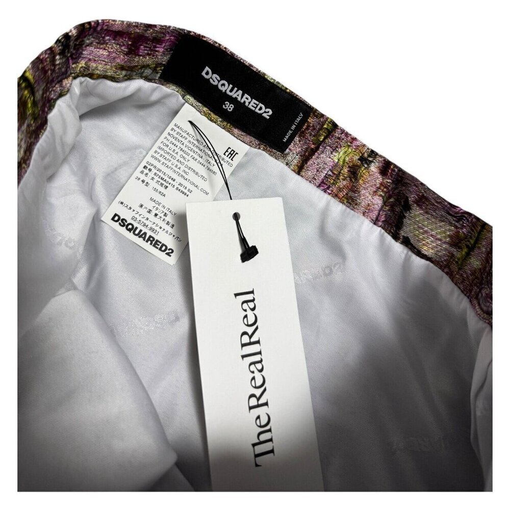 DSQUARED 2 (NWT) Luxury Designer SILK BLEND Printed Mini Skirt Women Size 2 (XS) - Picture 4 of 6